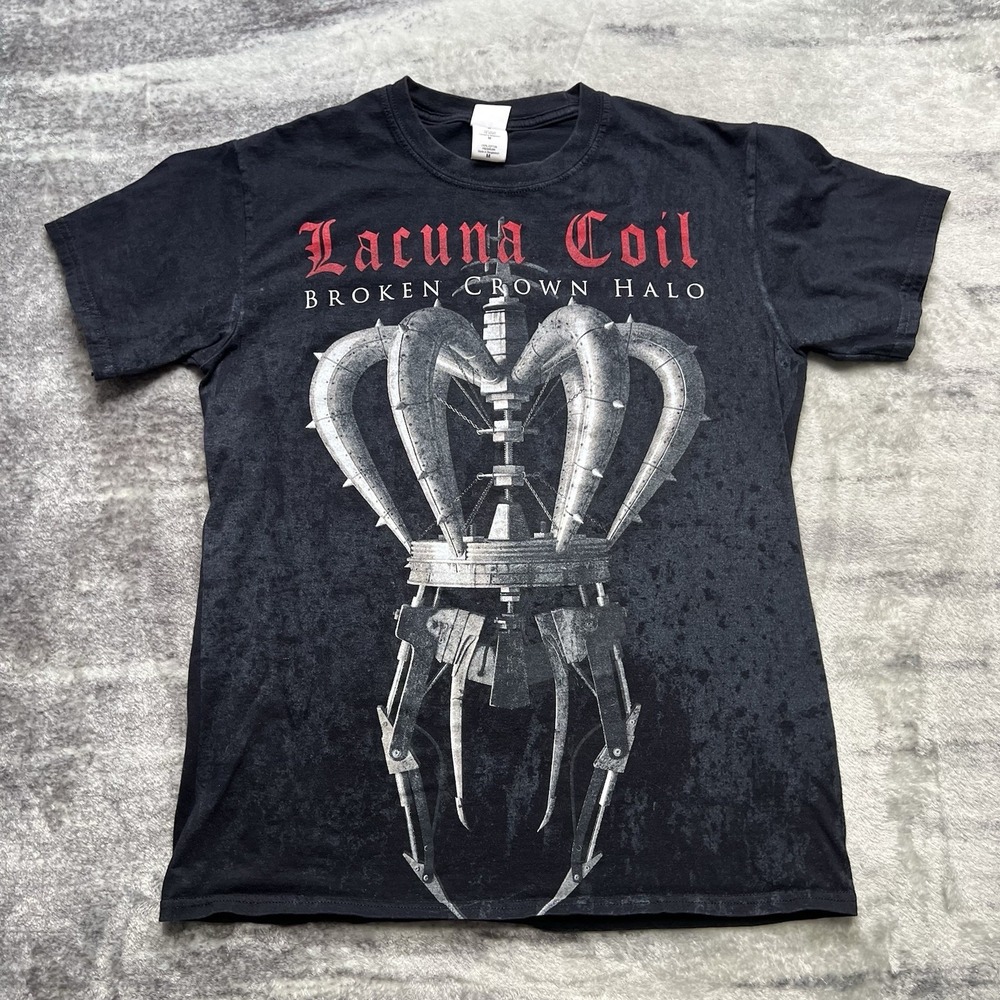 Y2K Lacuna Coil T-Shirt Men's M Black Broken Crown Halo Metal Graphic
